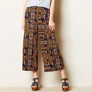 Cartonnier Anthropologie Collete Sampa wide crop pants snakeskin blue yellow 8